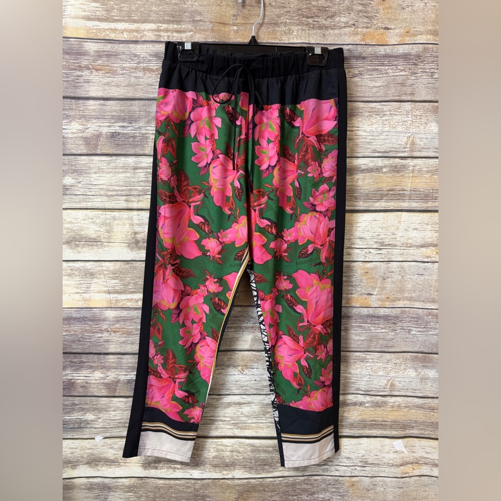 Clover Canyon Silky Jogger Pants size S Small Floral Mixed Print Elastic Waist‎